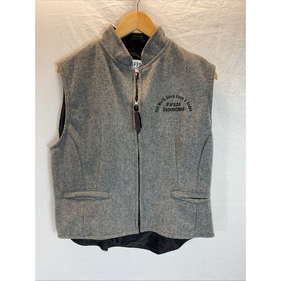 Schaefer Outfitter Vest Wool Full Zip Gray Western Women's L Ft Worth Stock Show - Picture 1 of 7
